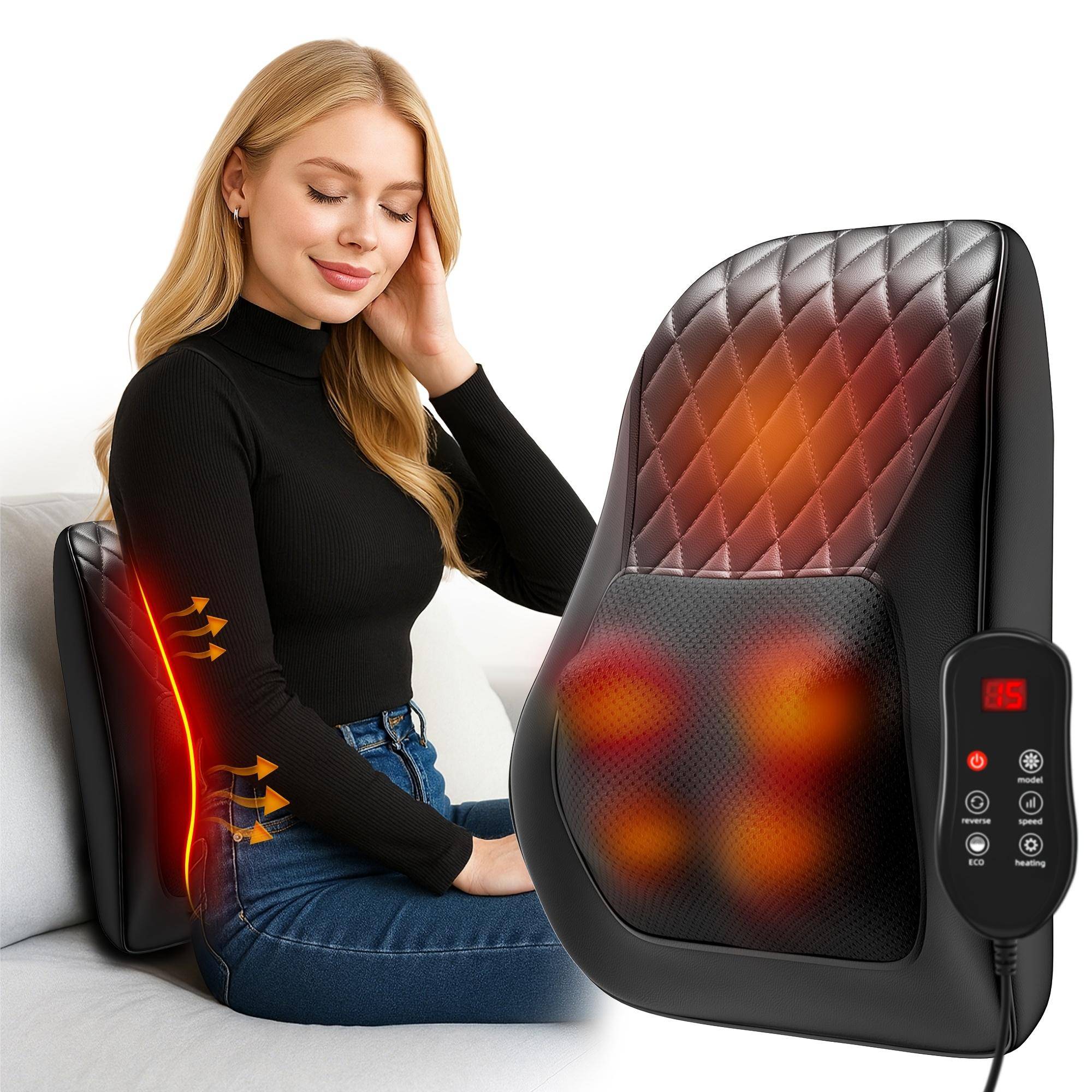 Uppladdningsbar Sladdlös 3D Shiatsu Massagekudde med Värme, Bärbar Nacke Axel Rygg Elektrisk Massager Lämplig för Hemmet, Kontoret och Bilen grå