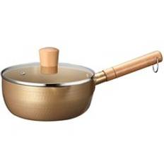 Liten barnmatstillskott gryta mini kokt soppa snabbnudlar trähandtag japansk non-stick aluminium kokt mjölk snöpanna - 18cm