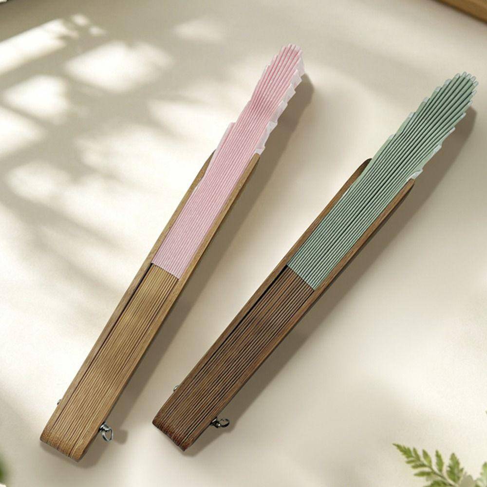 Cotton Linen Cloth Folding Hand Fan Solid Color Bamboo Frame Mini Shell Fan Portable Shell-Shaped Retro Handheld Fan