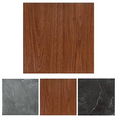 Hebitod PVC-golvbeläggning självhäftande, vinylgolv vattentät halkfri, vinyl laminat halkfria dekorativa golvbrädor för sovrum vardagsrum kök, 30 cm x 30 cm, 4 m²/44 plattor – träfärg