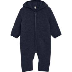 Huttelihut - Uldfleece heldragt m. øre - Navy - str. 12 mdr/80 cm