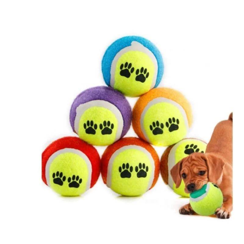 Hundträning Mini Mikro Elastisk Kast Tennisboll Söt Fotavtryck Valp Katt Tugga Säkra Bollar Mjuka Små Husdjur Tandsprickningsleksaker