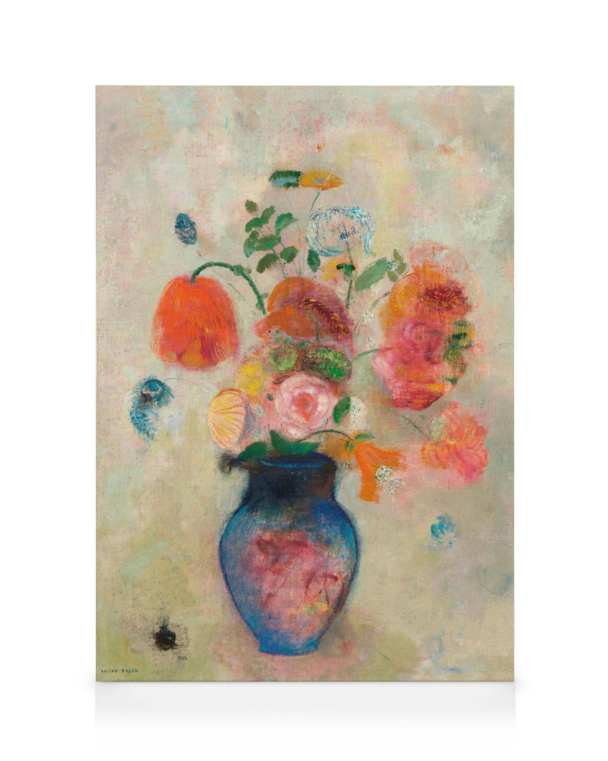 Canvastavlor Odilon Redon - Large Vase with Flowers Canvastavla (30x40 cm - Mörk ekram)
