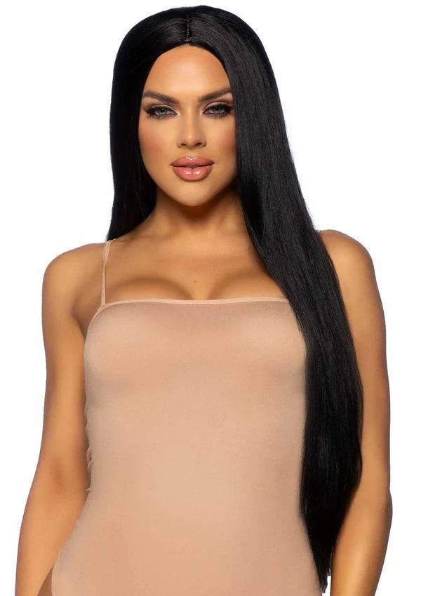 Long Straight Center Part Wig - Sort