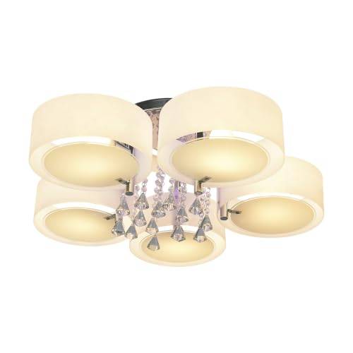 Modern 5 huvuden kristall taklampa LED-huvudljus Tre belysningslägen Inklusive fjärrkontroll med sömnfunktion Ram av rostfritt stål Kronljuskronan för matsal Badrum Sovrum Vardagsrum