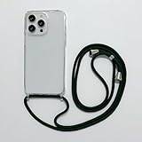Haygdz Mobiltelefonkedja för iPhone 16 Plus, fodral med band, med avtagbart justerbart halsband, reptåligt, stöttåligt, transparent skyddsfodral för iPhone 16 Plus, grön