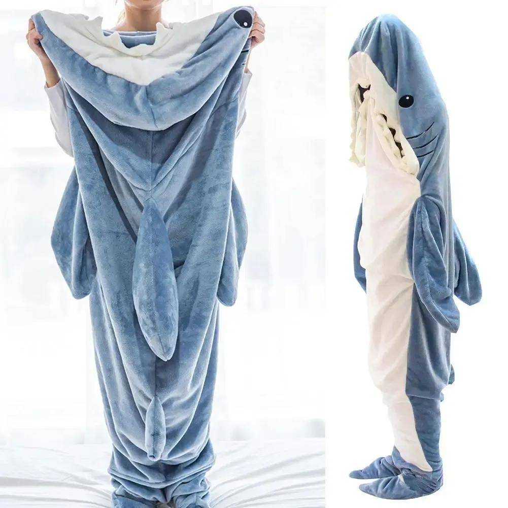 Cosplay Shark Onesies Kostymer Vuxen Pyjamas Tecknad Halloween Julkarneval Sovkläder Jumpsuit Barnkläder Hombre cm blå