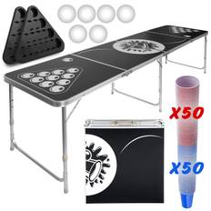 Beer pong sæt, 6 bolde, 100 kopper, justerbar/foldbar aluminiumsbord
