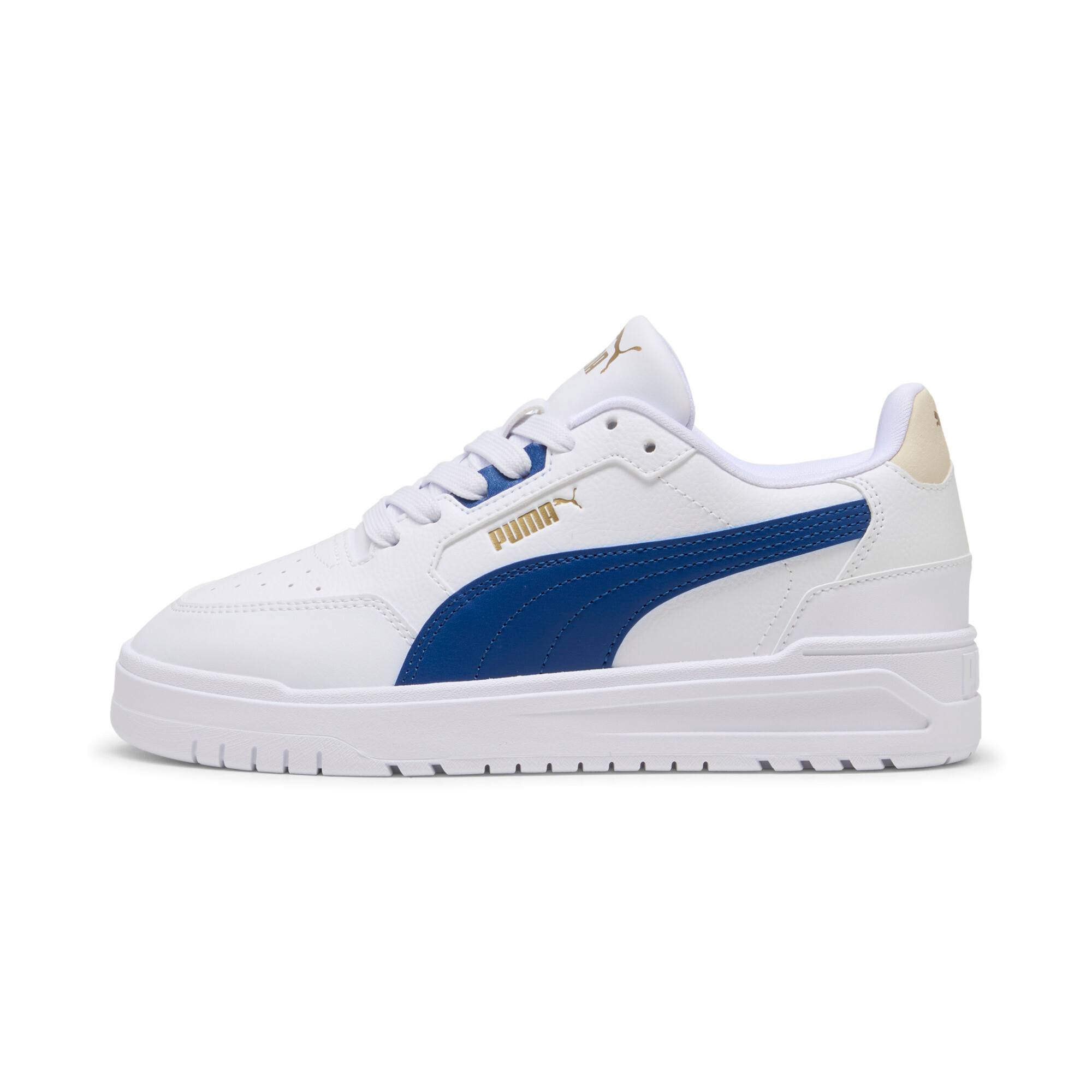 PUMA Shuffle Downtown Low Sneakers Youth, Shoes, White/Clyde Royal/Gold, 38
