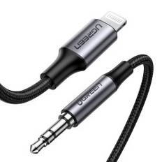 AUX lydkabel til iPhone MFI Lightning - 3,5 mm mini jack 1m grå