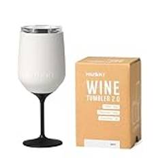 Huski Wine Tumbler 2.0 | NY | Prisbelönt design med avtagbar stam | Premium vinglas i rostfritt stål med lock | trippelisolerad tumlare | 350 ml kapacitet | bra gåva (vit)