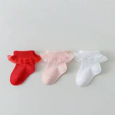 1 par babystrumpor med spetskant, tunna bomullsstrumpor för barn, vår/höst - Multifärgad (1-2Y,0-1Y)