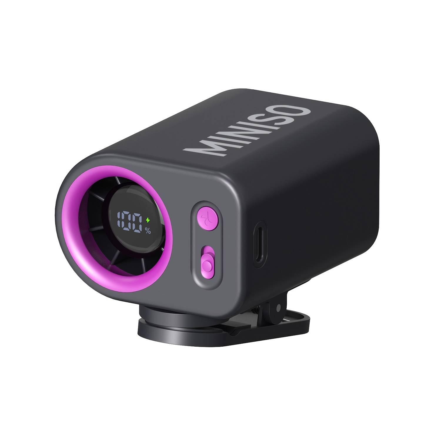 Miniso, -attached Fan, Portable Clip-type Outdoor Fan, Usb Charging, For Operation, Multi-functional Design Of Waist-hang/clasp/desktop Suitable For Usage , Perfect For Personal Cooling