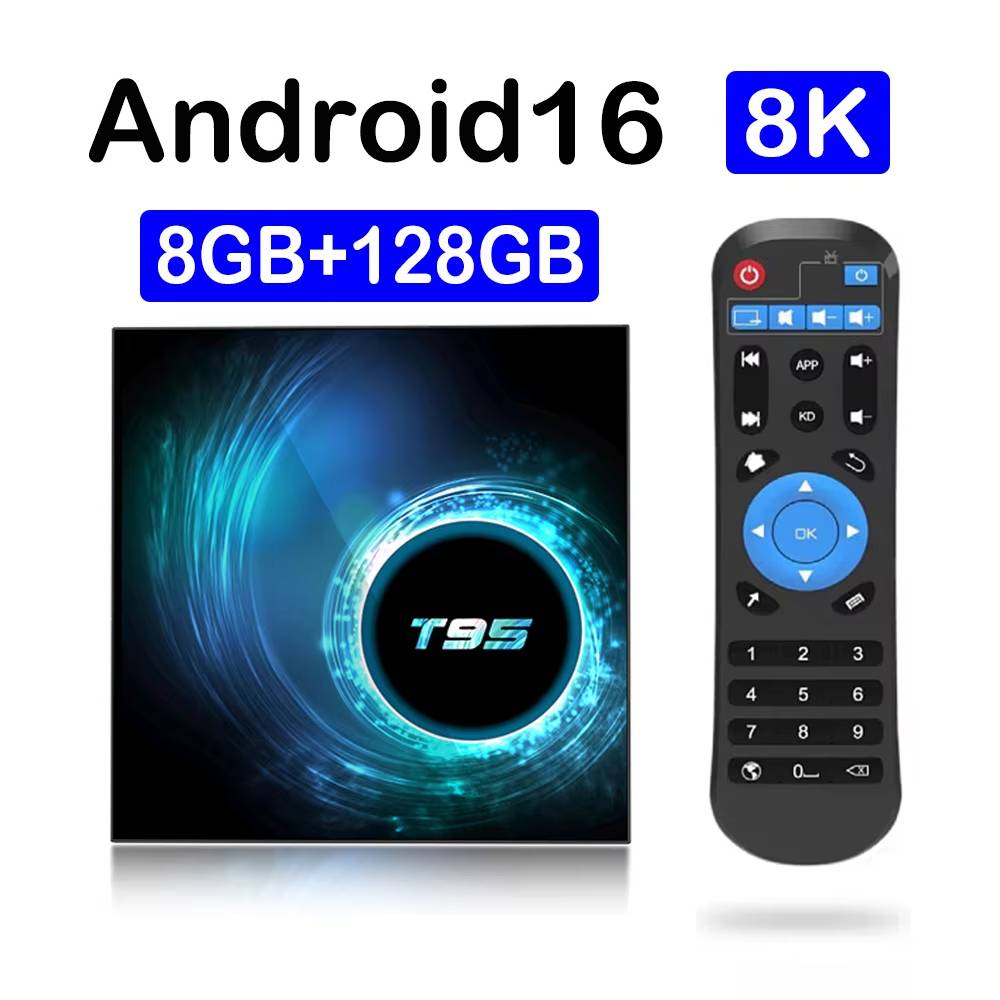 ATV T95 Smart TV Box Android 16 8GB 128GB Bluetooth 6.0 Google Assistant Allwinner H313 8K Dual Wifi 5G Streaming Media Player