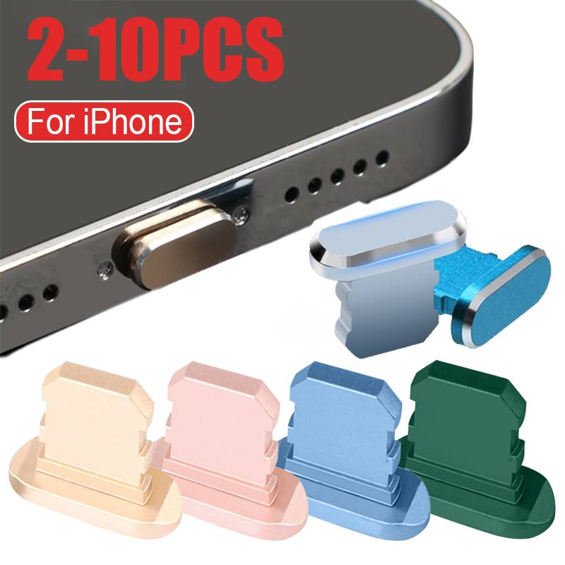 2-10PCS Aluminum Alloy Anti Dust Plug for IPhone 13 12 11 Pro Max 7 8 Plus IPad AirPods Apple Series Lightning 8-pin Port Cover