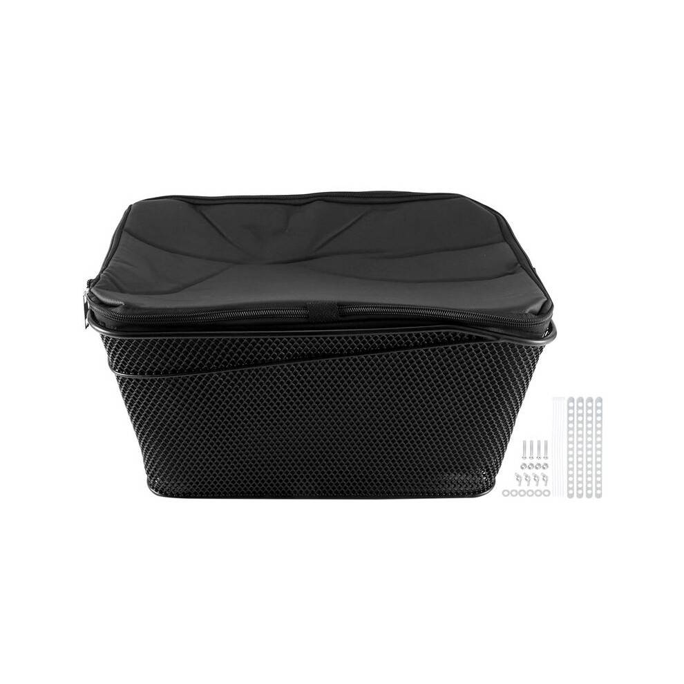 Rear Bike Basket Large Capacity Rear Bicycle Cargo Rack Mount Metal Wire Bike Storage Basket with Waterproof Cover A