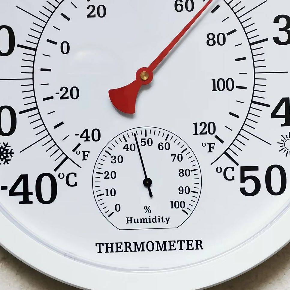 Inomhus utomhus termometer hygrometer 25cm trådlös analog fuktighetsmätare för trädgård växthus kök kontor temperaturmätare svart