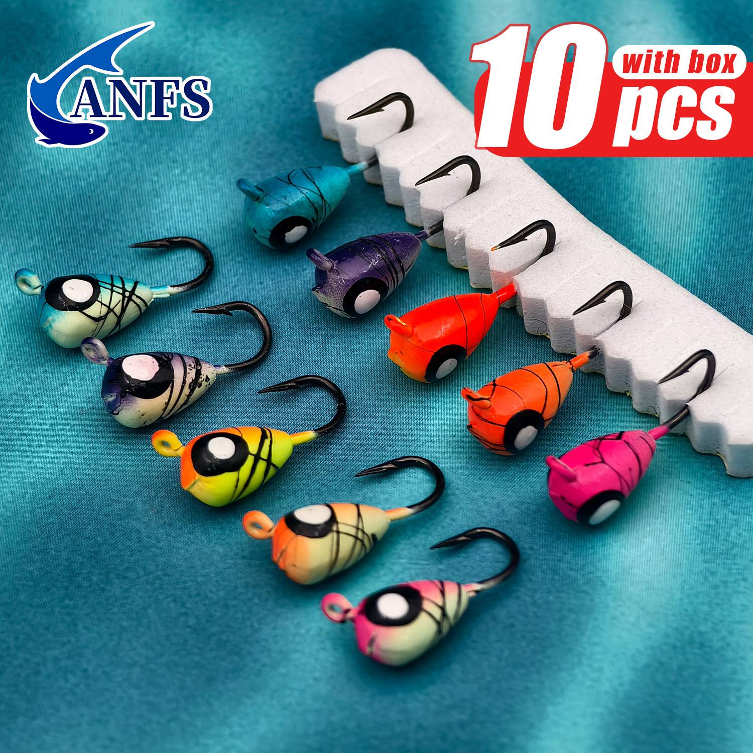 ANFS Ice Fishing Lures Ice Fishing Jigs Kit-10 Pack Ice Fishing Lures for Crappie Panfish Walleye Bluegill Pike Perch