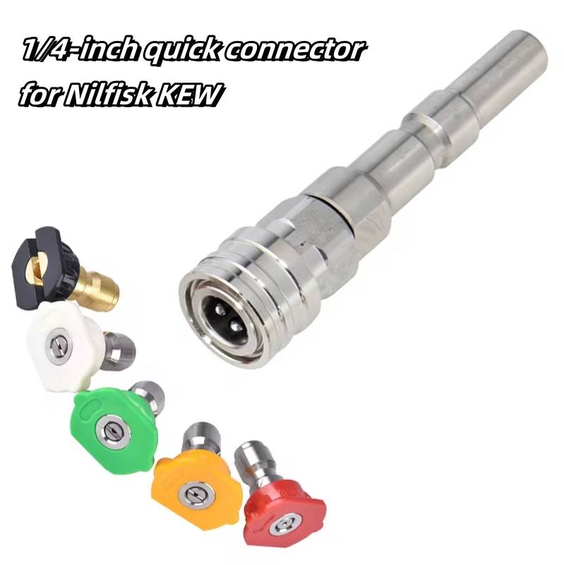 High-Pressure Cleaning Gun Adapter Stainless Steel 1/4in Quick Interface Foam Cannon with Five Colored Nozzles for Nilfisk KEW