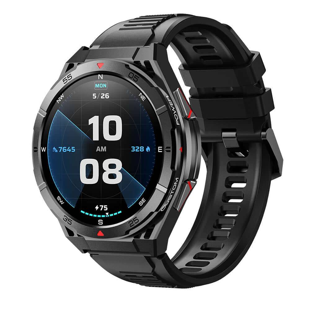 Premium Sports Fitness Tracker Smartwatch - Black Shell Black Silicone