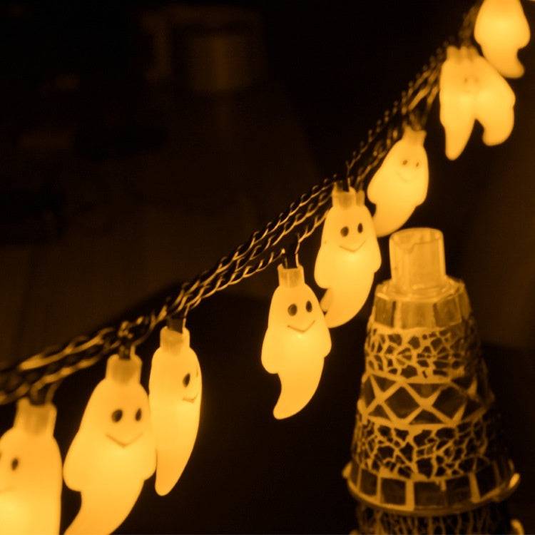 Solar-powered String Lights Ghost Halloween Day Courtyard Christmas Decoration Luminous Lights - Warm White / 0.34