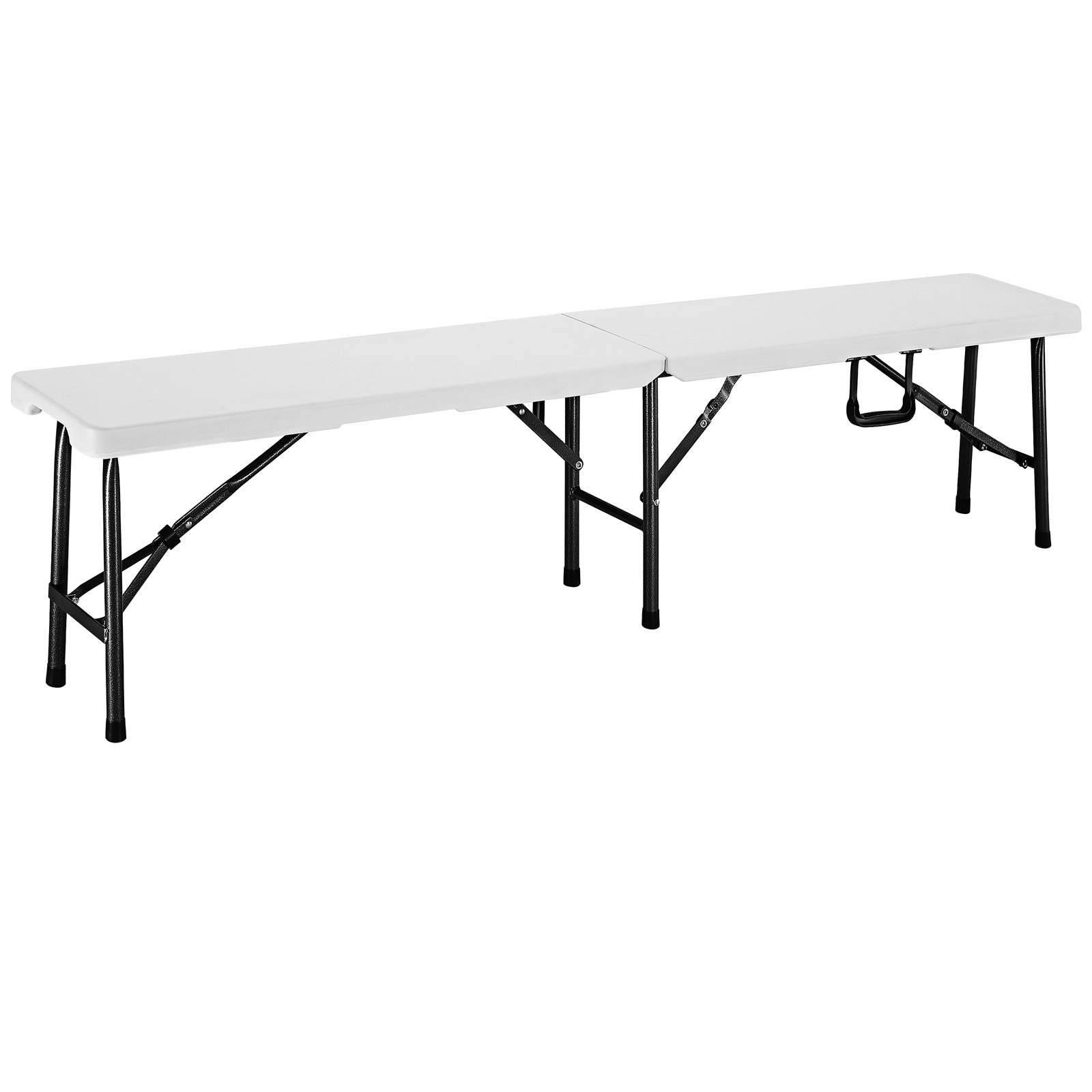 Hopfällbara trädgårdsbänkar, vita, set om 2, 1,8 m, bärbara
