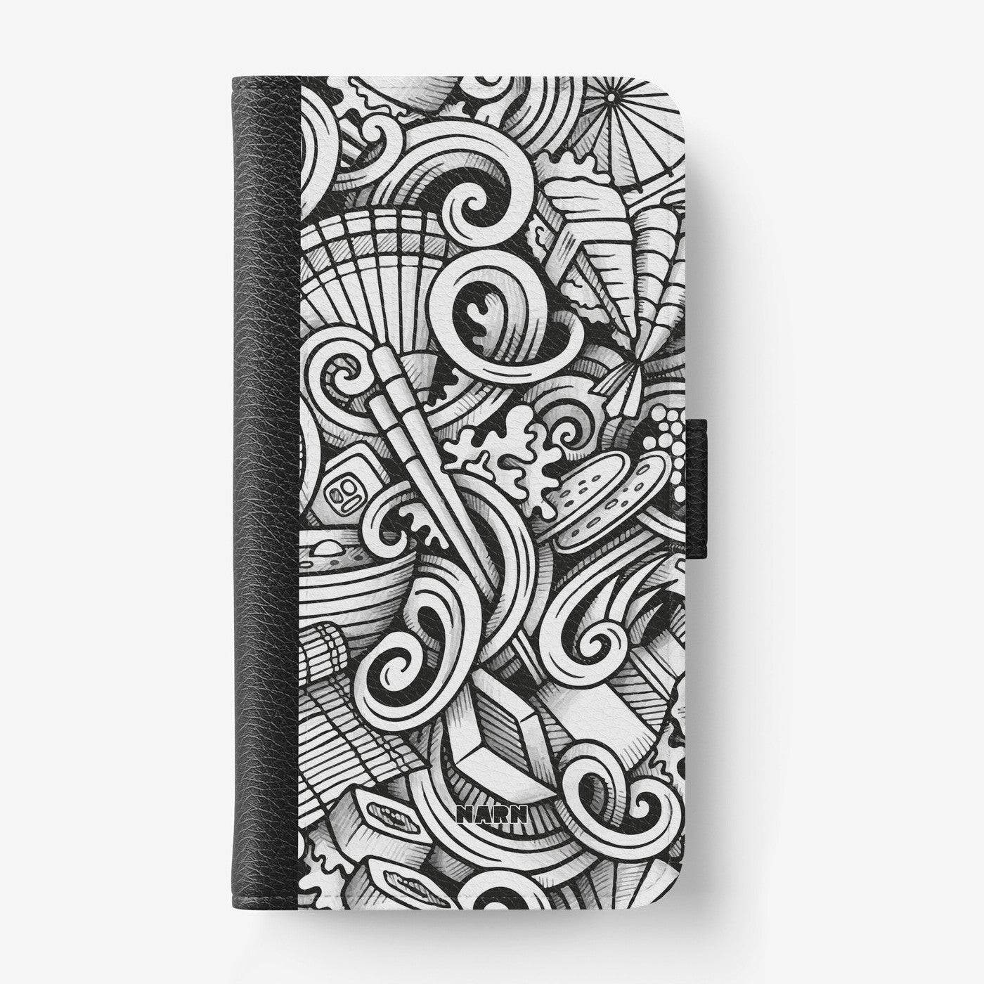 Plånboksfodral Samsung Galaxy S25 Ultra – Japanese Pattern – Black & White – Med Kortfack | NARN