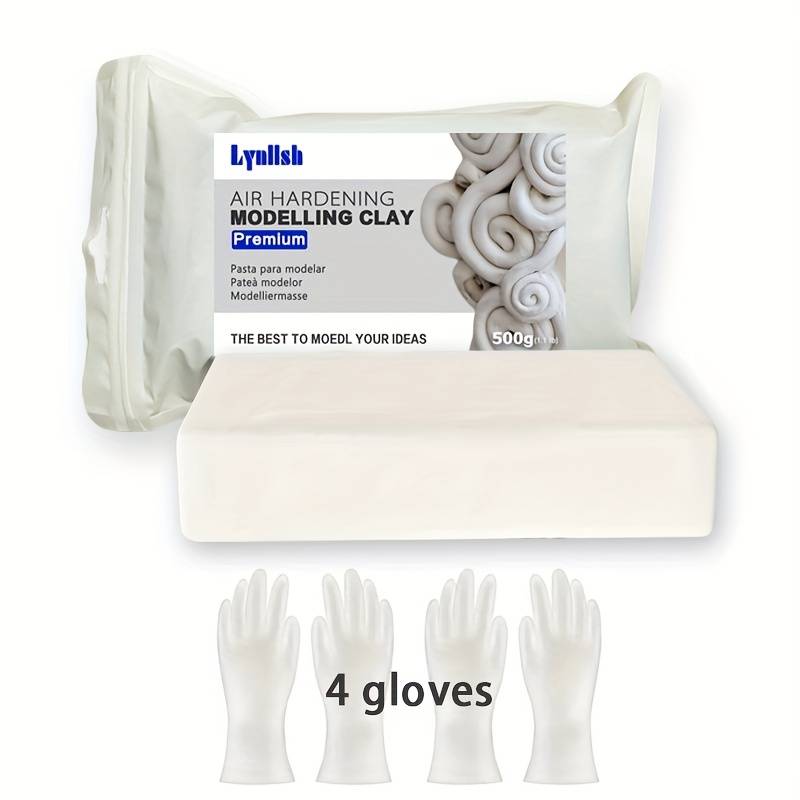 TEMU 500g/1.1lb Air-dry Clay With 4 Gloves, -dry Clay For Artists And Beginners Sculpting
