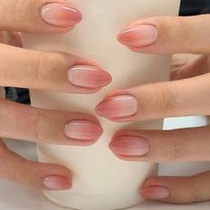 24 st Mode kort stiletto pressa på naglar Set Akryl Naglar Fransk Röd Gradient Fake Nails Naglar Manikyr Set Avtagbart heltäckande Långvarigt Inkluder - Rosa