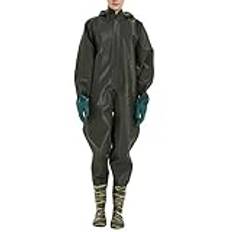 Pocket Mud Pants,Vadarbyxor Crosswater, Fishing Chest Waders, Men Rain Suit with Non-Slip Rubber Boots, Thicken Hooded Fishing Wader Suit, easy taking on/off(US8/EU40/UK7/CN41)