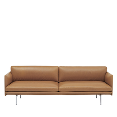 Muuto Outline Sofa - 3-pers. - Cognac Refine Læder - Alu.