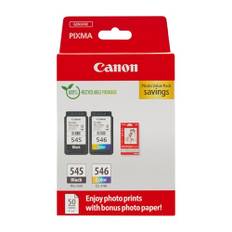 Canon Tinte & Papier Multipack - PG-545/CL-546 Original Drucker-Tintenpatronen 2er-Pack (1 x Schwarz, 1 x Farbe) & 4x6 Fotopapier (50 x Blatt) - Für PIXMA TS3350, TR4550, TS3450, TS3150, TR4650, MX495