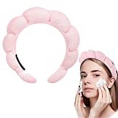 Mimi and Co Spa Headband for Women - Sponge & Terry Towel Cloth Fabric Head Band for Skincare, Makeup Puffy Spa Headband, Soft & Absorbent Material, Hair Accessories (Pink)