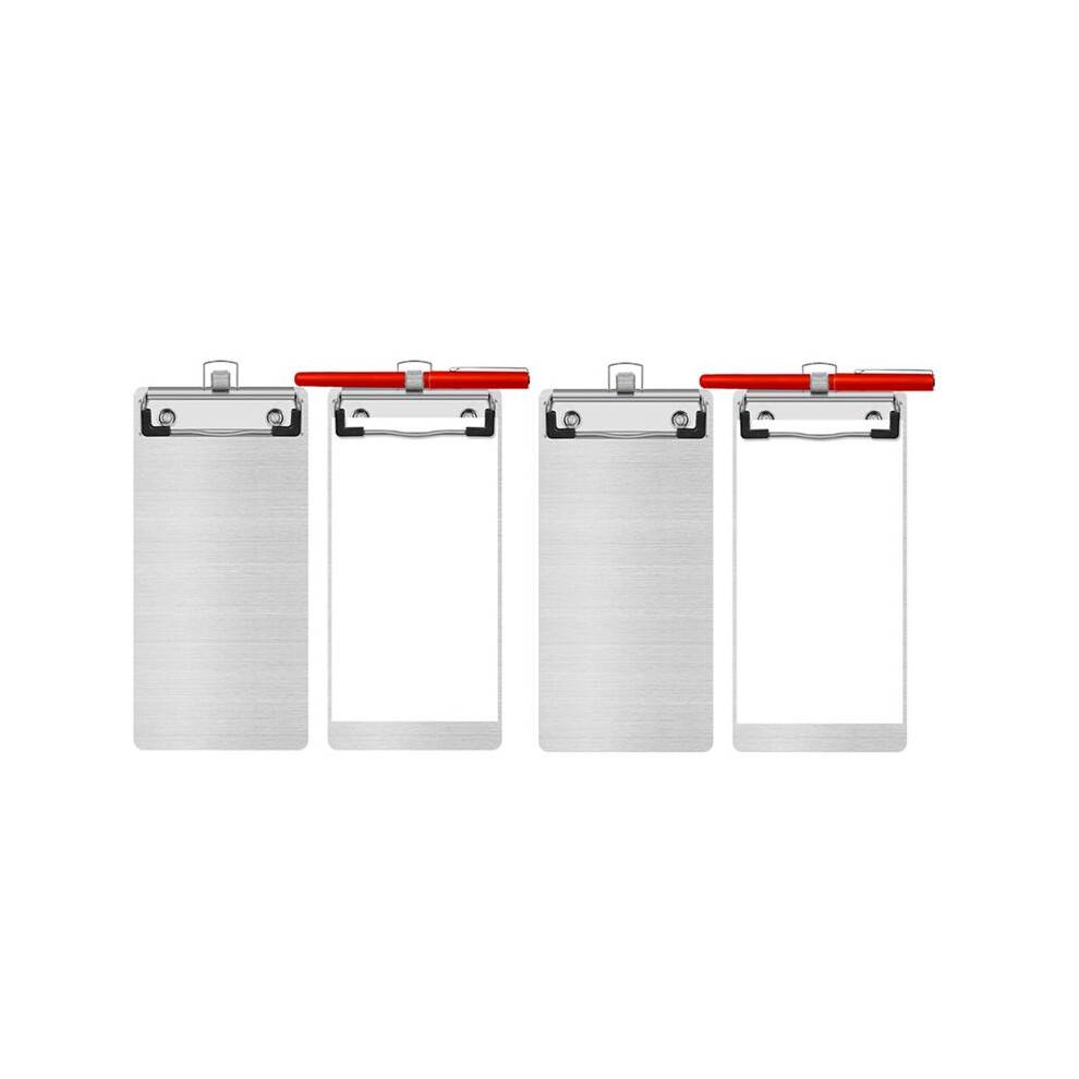 2X Metal Aluminum Clipboard with Pen Holder 4.1 X 8.4 Inch Aluminum Pocket Clipboard A5 Clipboard for Office School