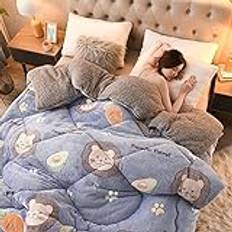 Thickened Super Soft Insulation Winter Quilt, Breathable Warm Bed Comforter, Fluffy Plush Double Sided Velvet Blanket Quilt, for Cold Weather,015,220 * 240cm(5kg)