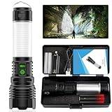 AOMEES LED-ficklampa uppladdningsbar, 250 000 lumen LED-ficklampa extremt ljus med COB sidobelysning och 5 000 mAh batteri, 5 ljuslägen, IPX5 vattentät för utomhusnödsituationer/camping/vandring