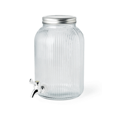 Dryckesbehållare med kran - Glas/metall. 25,5 x 16 cm. - Clear - Søstrene Grene