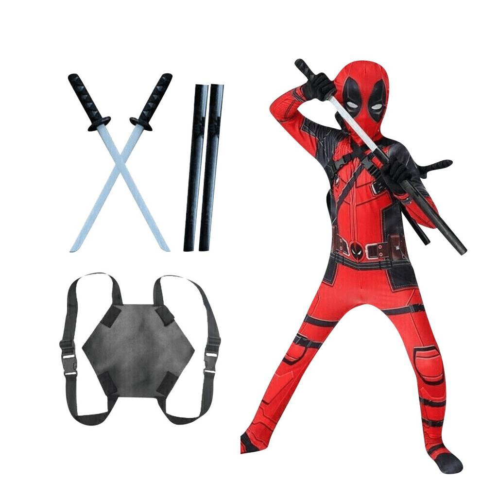 (red, 150) Superhero Cosplay Costumes, Dedpool Suits Deadpoo-l Cosplay Jumpsuits for Boys and Men, Deadpol Cosplay Clothing