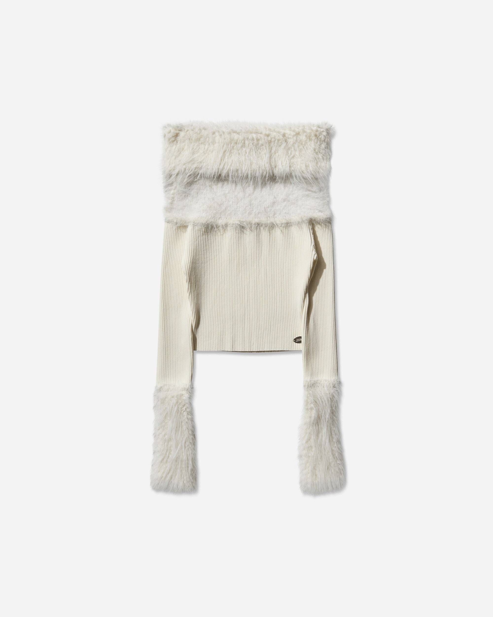 Women s Off-Shoulder Hairy Sweater Ecru