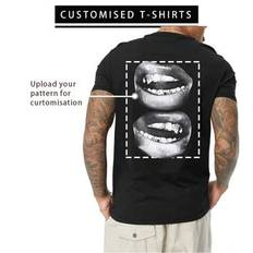 Skräddarsydd personlig pojkväns-T-shirt för män Mode Casual Lös T-shirt Designa ditt eget tryck genom att lägga till din egen bild (selfie/familjefoto - Svart (L,M,S,XL,XXL)