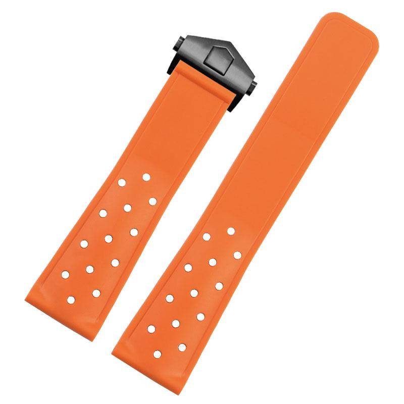 Klassisk 22 mm svart blå orange vattentät gummi klockarmband för TAG HEUER CARRERA AQUARACER Monaco F1 Silikon klockarmband