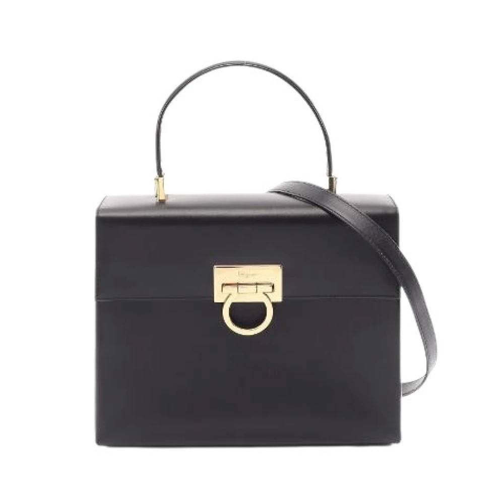 Salvatore Ferragamo Pre-owned Pre-owned Gancini Læder 2-vejs Håndtaske - Vintage - unisex - Sort - ONE SIZE - Læder