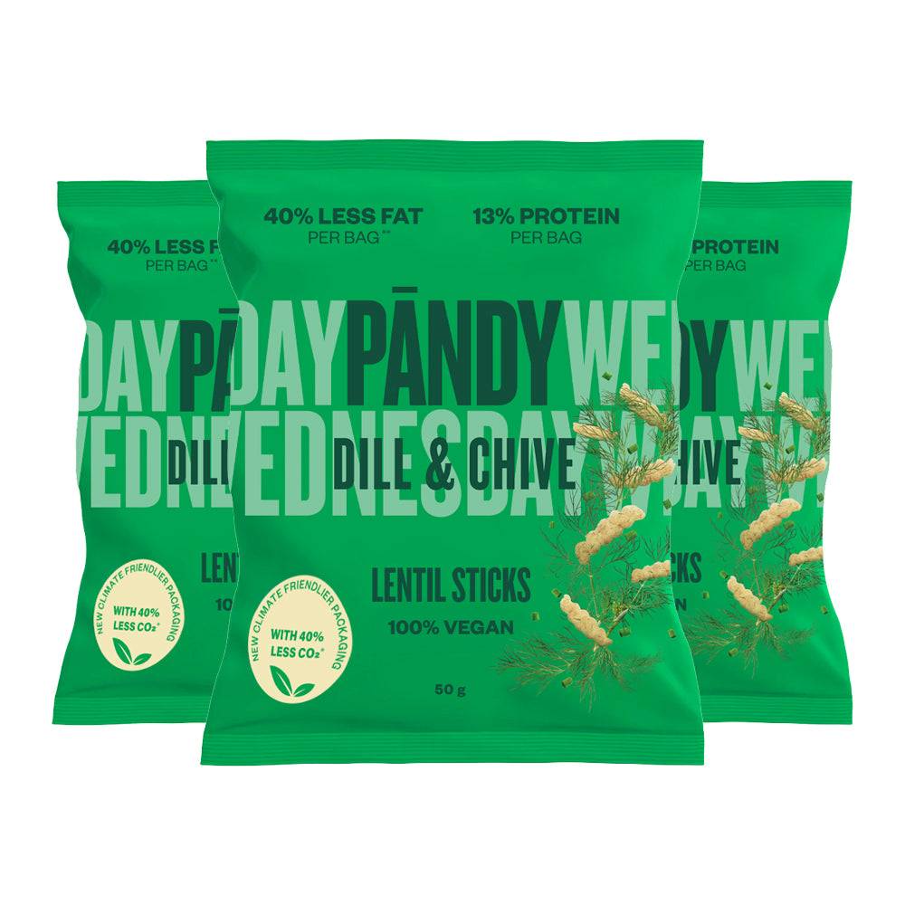 PANDY Chips Dill & Chive (6x50g) – Sprøde & proteinrige chips med dild & purløg