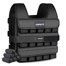 MSPORTS viktväst premium justerbar från 5 kg - 30 kg vikt för träning, styrketräning (30 kg, svart)