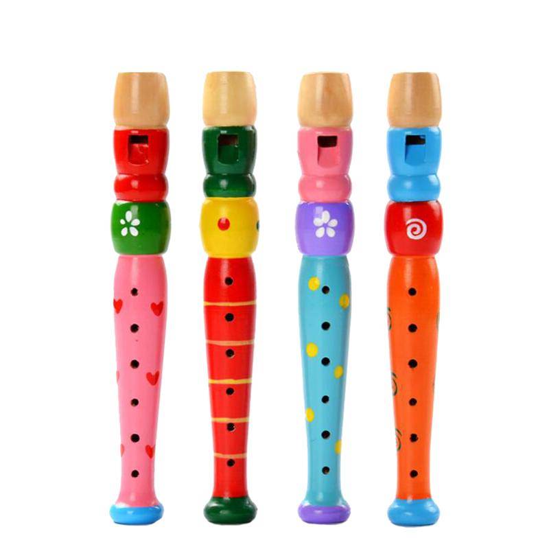 Färgglad Träflöjt Musikinstrument Trumpet Bugel Hooter Barn Pedagogiska Musikleksaker för Barn Random one