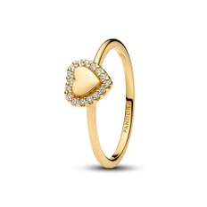 Pandora - Forgyldt ring med hjerte omkranset af sten - 163801c01