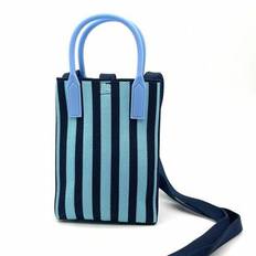 Women&#39;s Casual Waist Bag, Retro PU Fanny Pack, Outdoor Multi-Pocket Travel Chest Pack - Blue Stripes