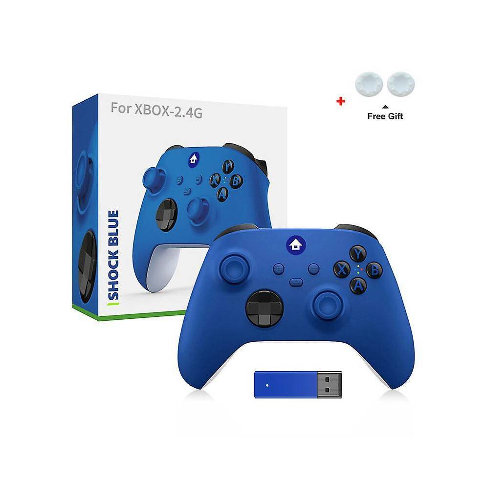 (Blue with box) 2.4g Wireless Controller For Xbox One/one S/one X/one Series Bluetooth Gamepad With Wireless Adapter Headset Jack Pc Controllers