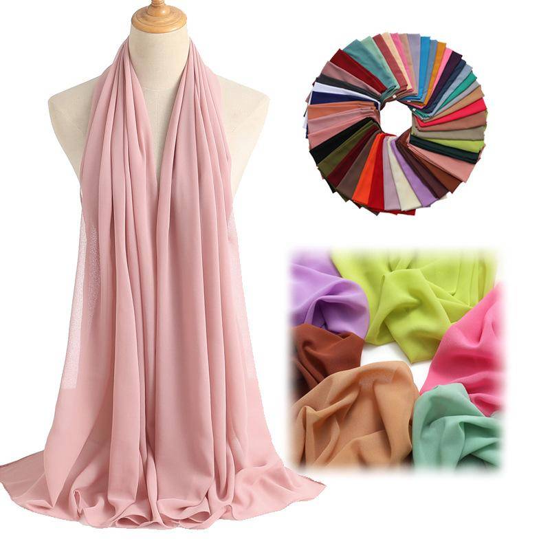 Sommar Lång Silkeshalsduk För Kvinnor Stor Sjal Omslag Huvudband Enfärgad Design Hijab Strandstolar Kvinna Foulard Echarpe Bandana 70cm