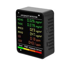 6 i 1 Luftkvalitetsdetektor LCD Stor Skærm CO2 Måler PM2.5 PM10 HCHO TVOC CO CO2 CO Kuldioxid Formaldehyd Monitor